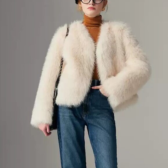 Faux Fox Fur Short Coat Jacket Eco-Friendly - Picture 3 of 4